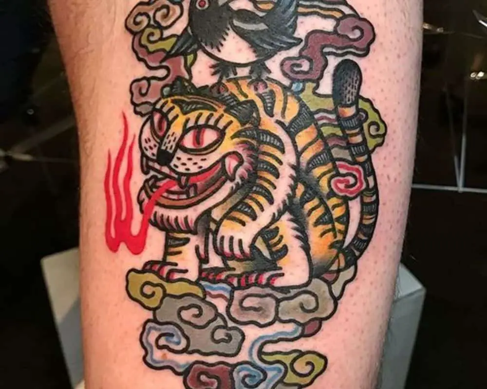 Korean tiger tattoo color