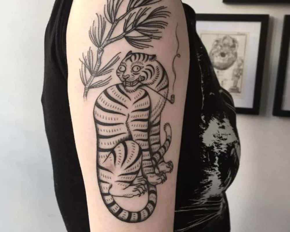 Korean tiger tattoo beautiful
