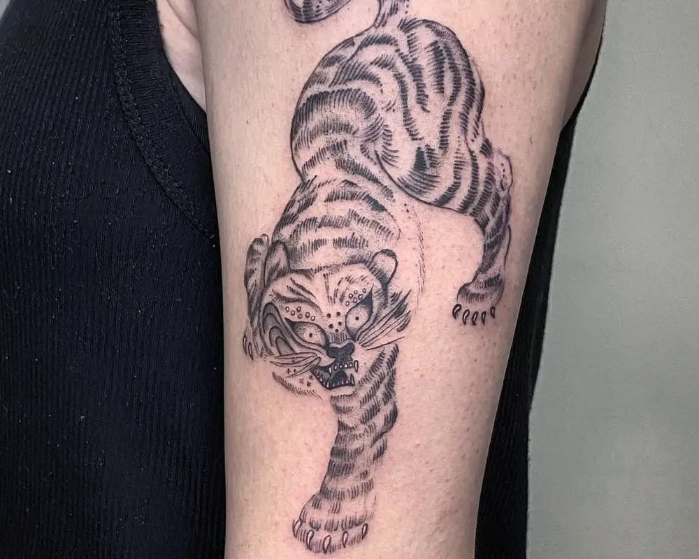 Korean tiger tattoo for men