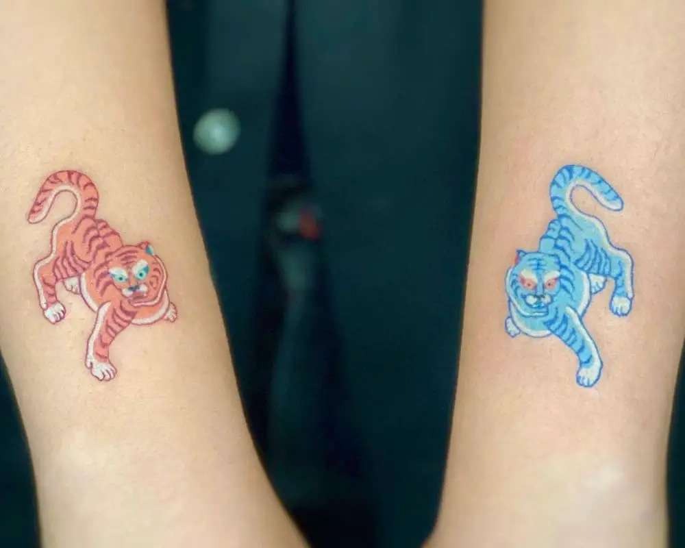 Korean tiger tattoo for girls