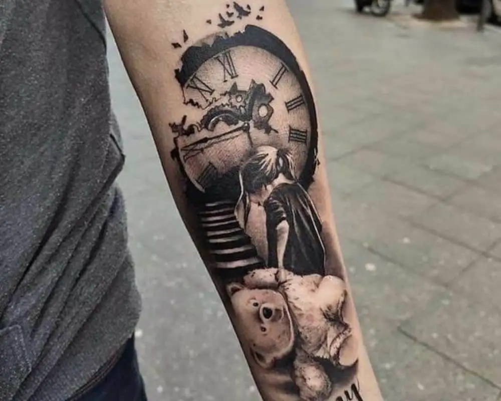 Clock with stairs tattoo meaning and ideas in 2024