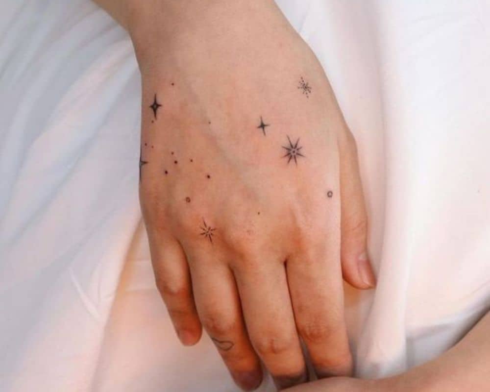 stars and dots on the wrist