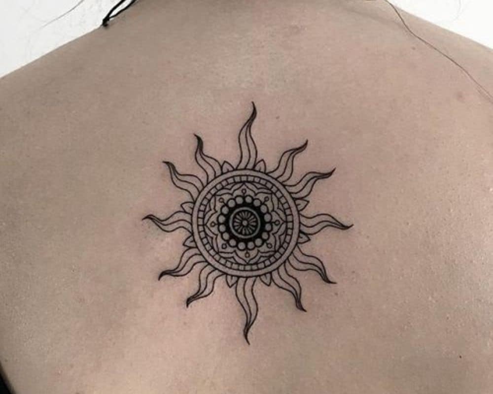 black sun on the back