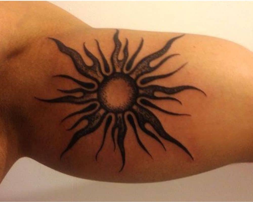 Realistic Sun Tattoo Black and Grey