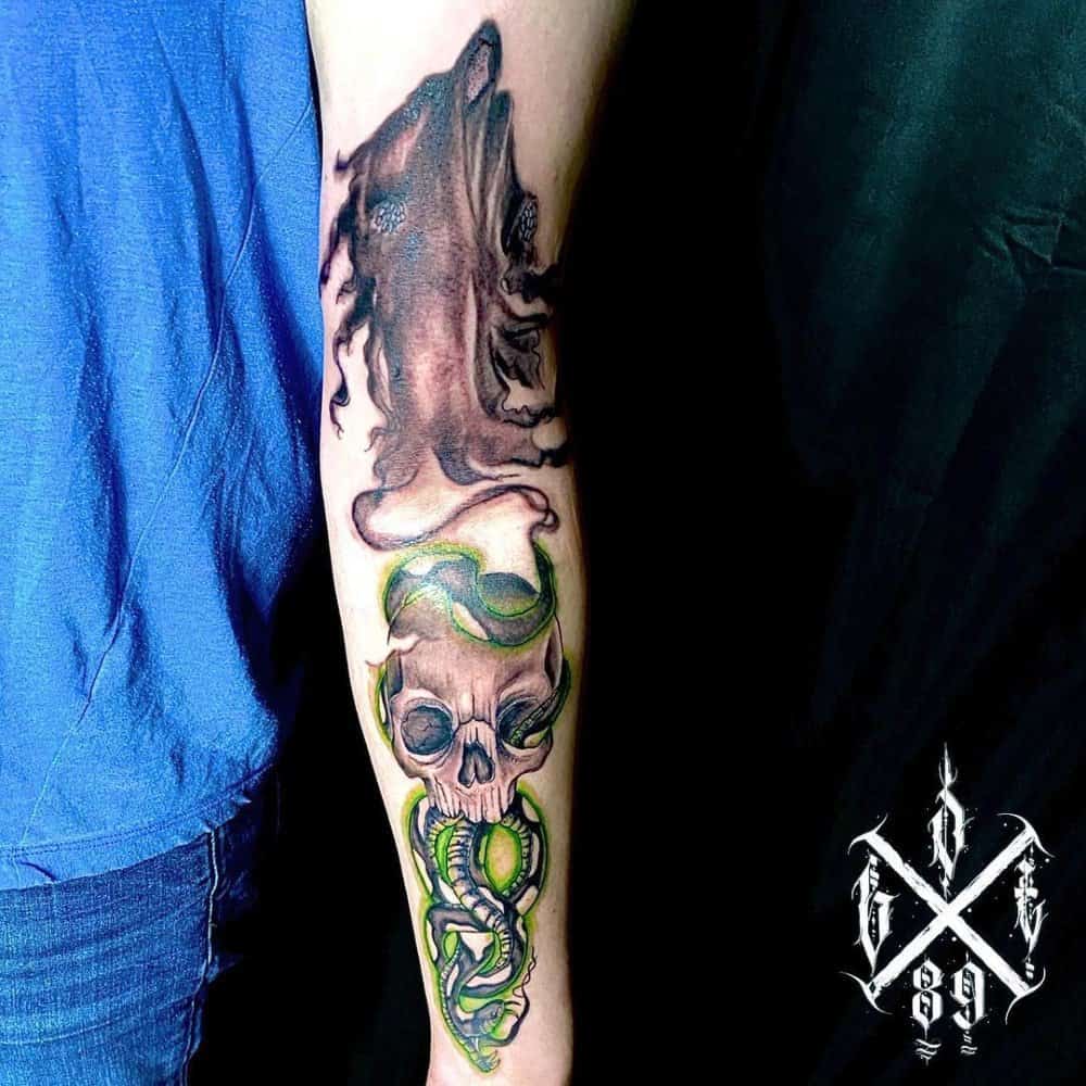 Tattoo of symbol Death Eaters and Dementor
