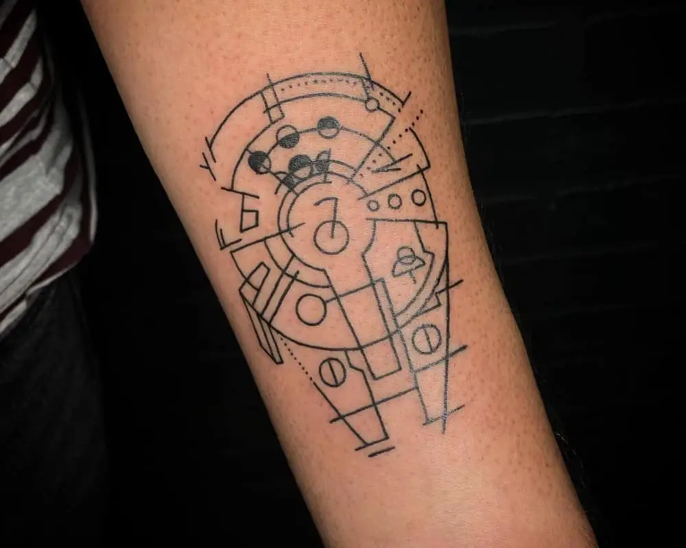 Tattoo of the Falcon Millennium ship scheme