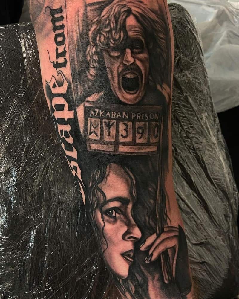 Tattoo with Bellatrix Lestrange and Prisoner of Azkaban