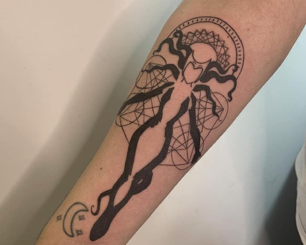 tattoo in the form of Wanda's magical silhouette