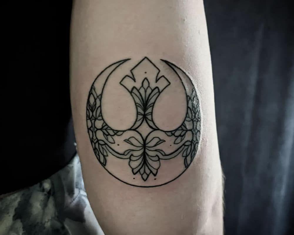 tattoo of Alliance Starbird with patterns