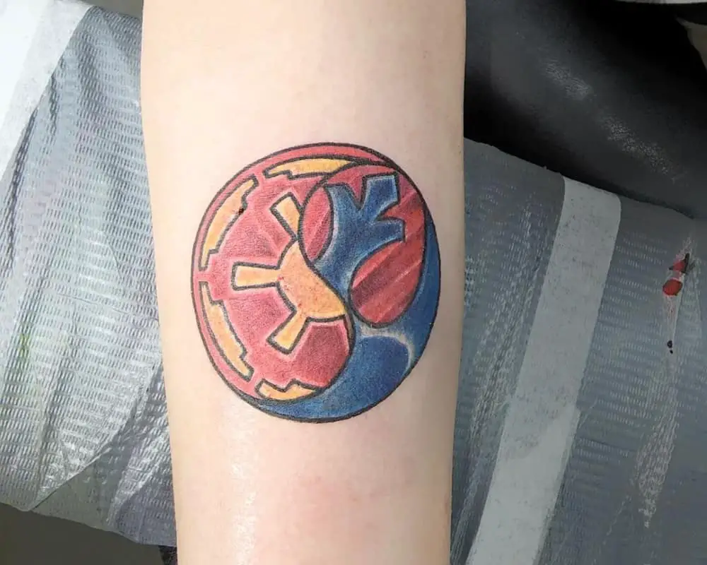 tattoo of Starbird Alliance and Galactic Republic emblem