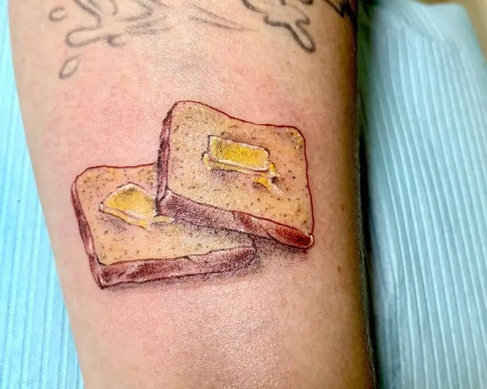tattoo of two butter toasts