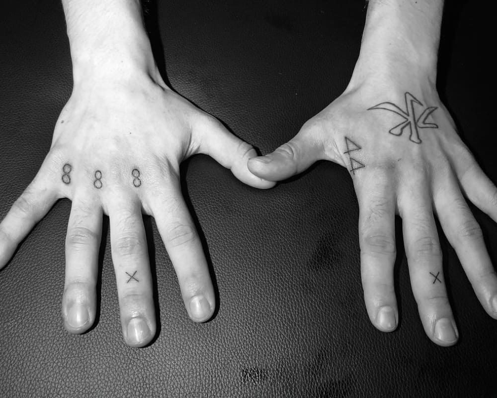 888 tattoo on fingers