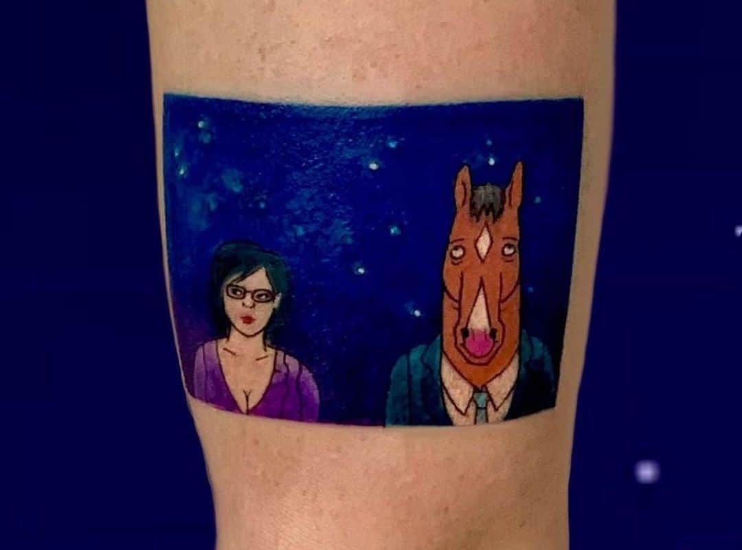 BoJack and Diane on the blue background tattoo