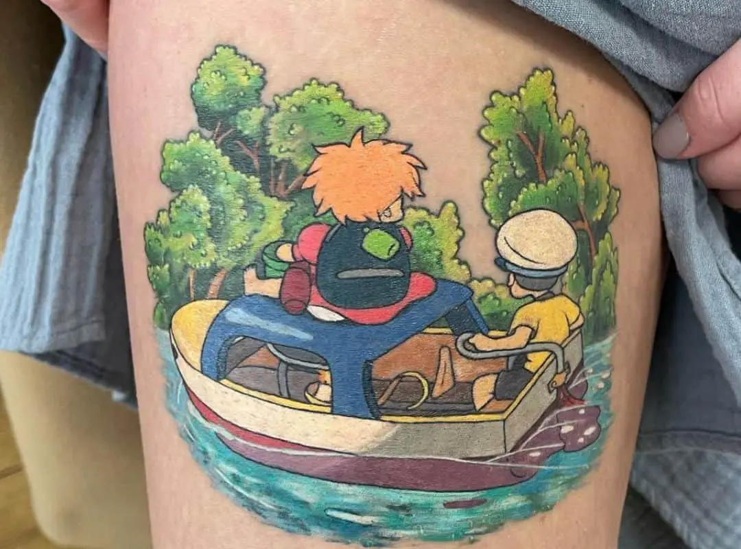 Sosuke and Ponyo in the boat tattoo