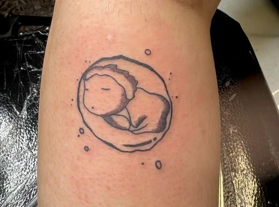 Outline swimming Ponyo in the bubble tattoo