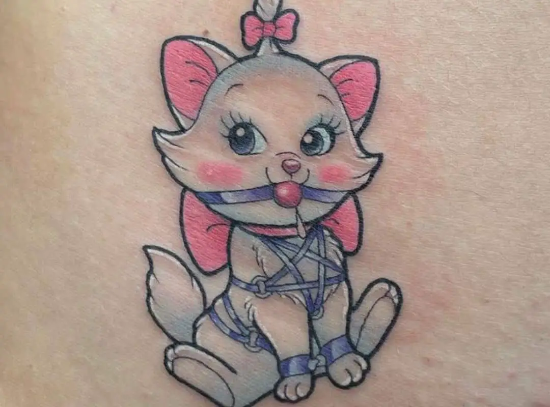 BDSM cartonish cat tattoo