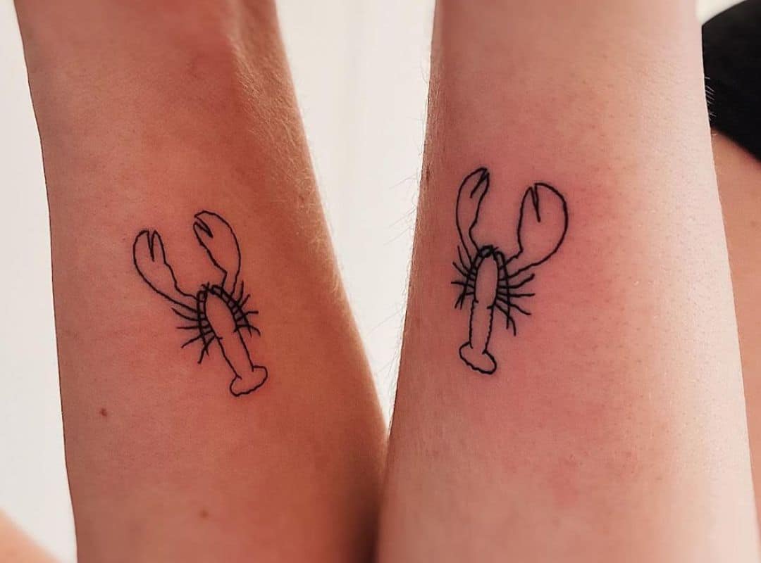 Couple outline small tattoos