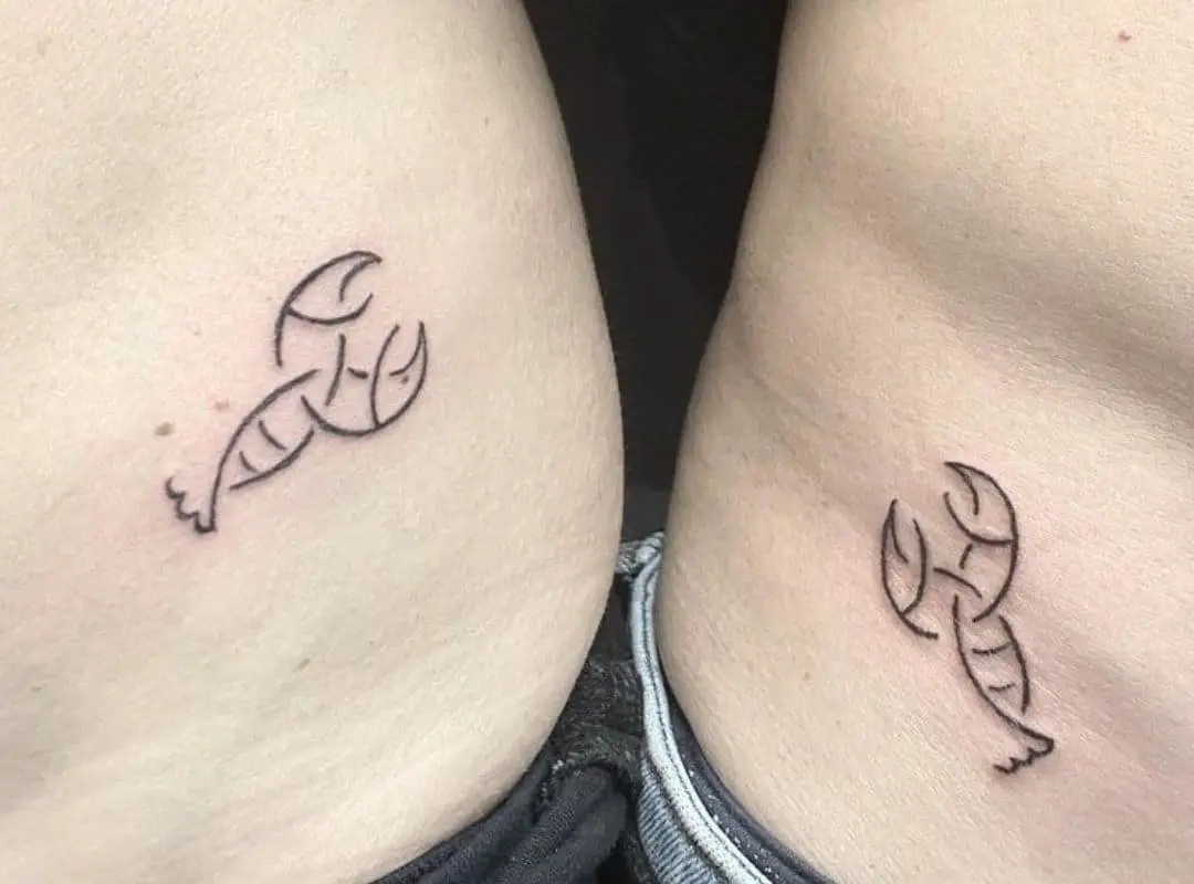 Minimalist black&white couple tattoos