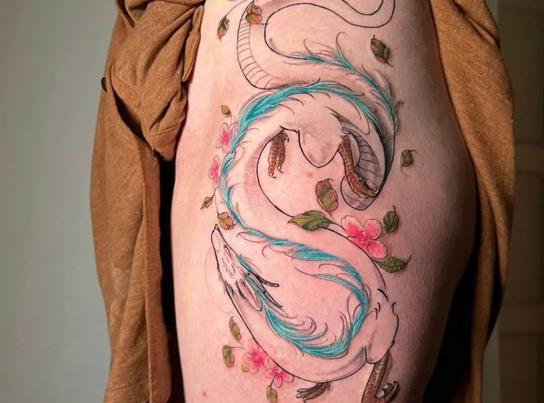 Haku with flowers around tattoo