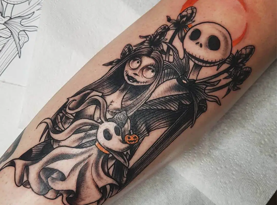 Jack with characters from Nightmare before Christmas tattoo