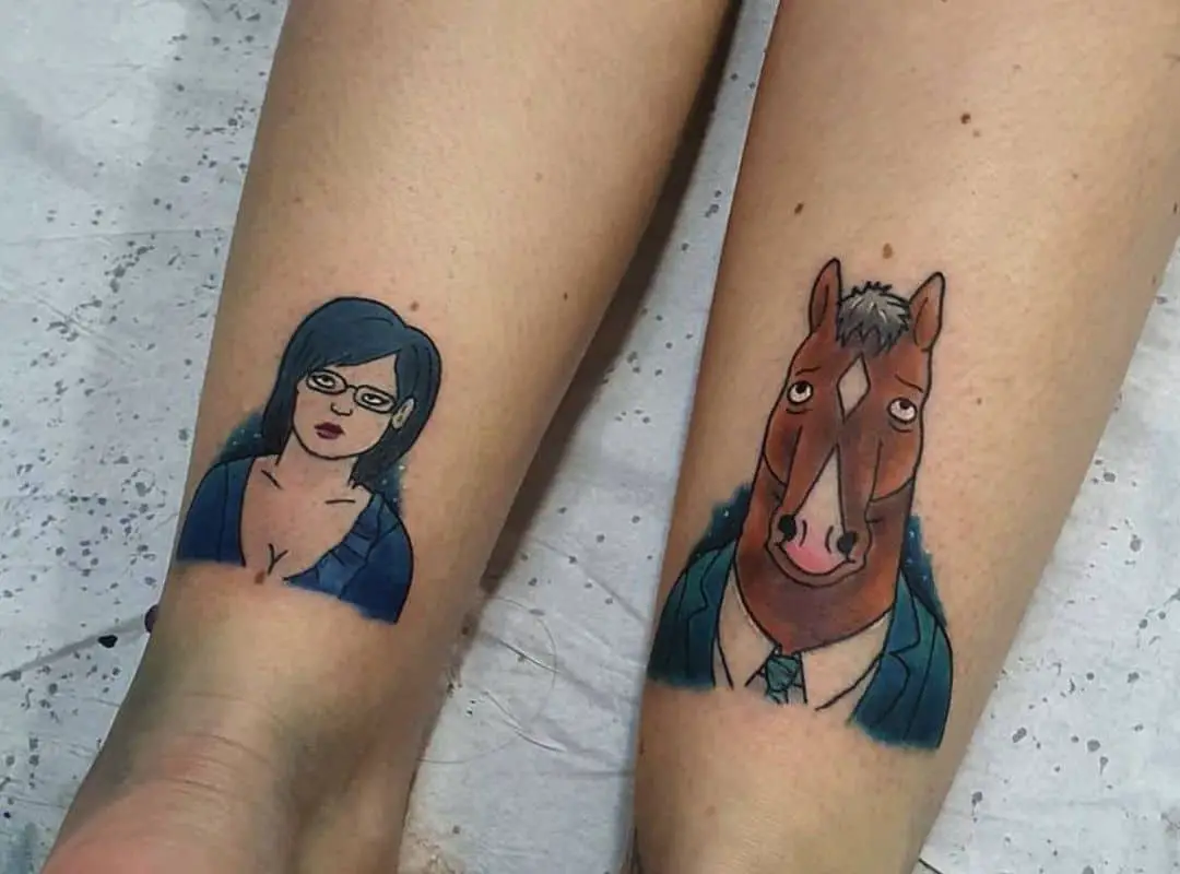 Leg tattoo of BoJack and Diane 