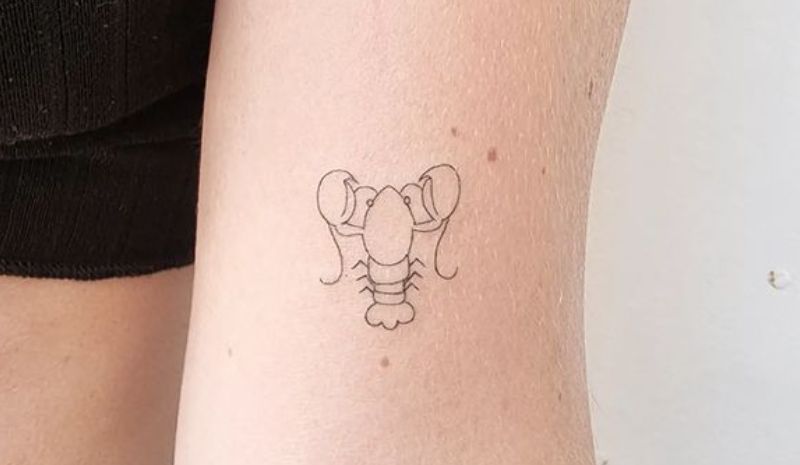 Outline minimalist lobster tattoo