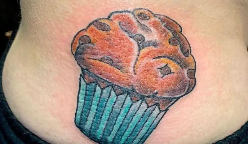 Muffin on the back tattoo