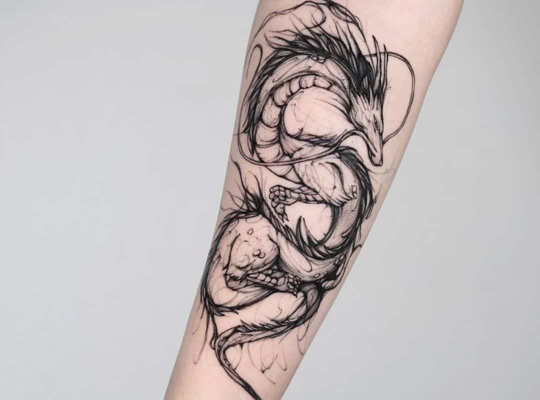 Black and white Haku arm tattoo