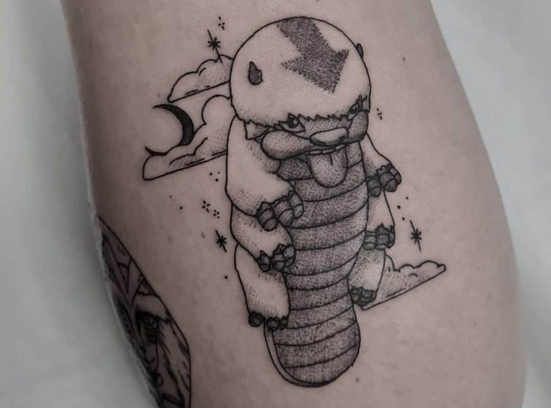 Outline baby Appa in the night sky tattoo