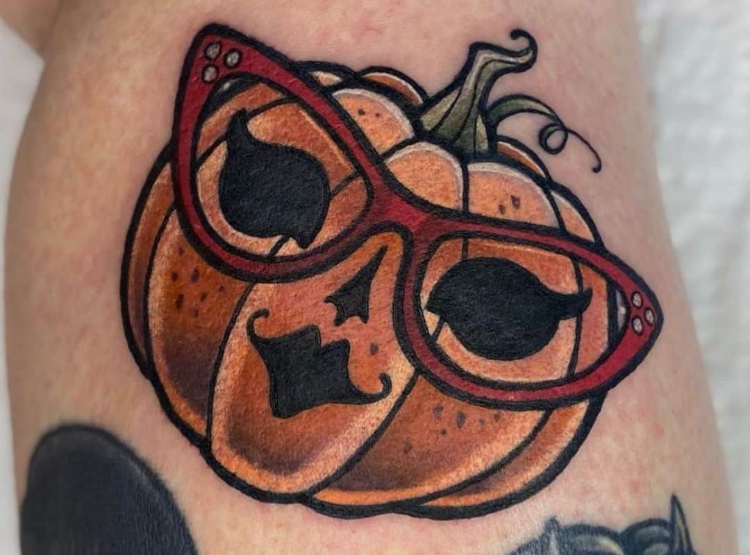 Pumpkin in the glasses tattoo