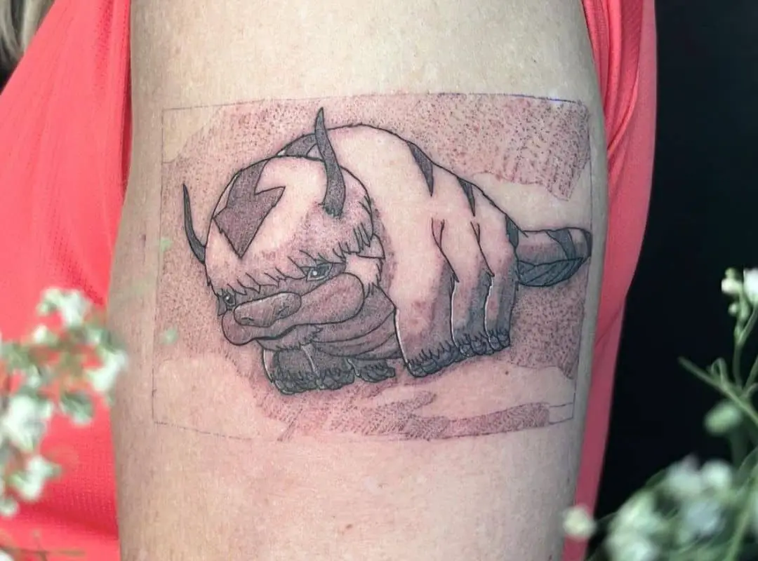 Flying Appa in rectangle tattoo