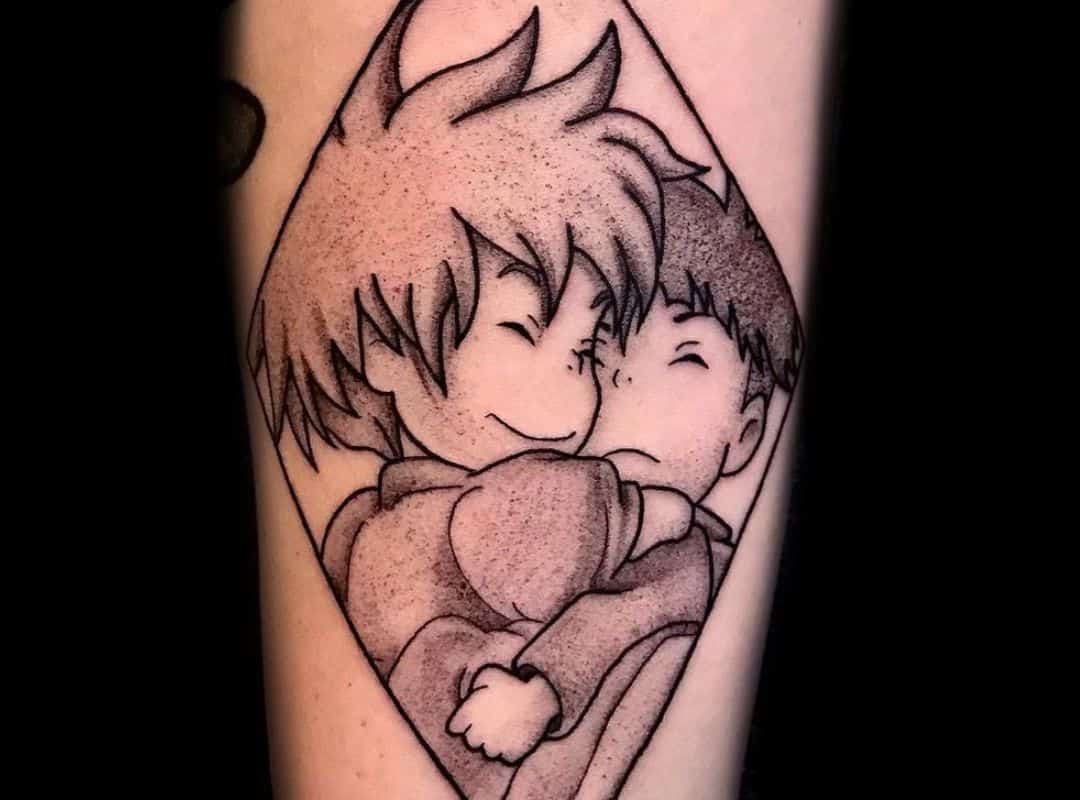 Ponyo and Sosuke in a rhombus tattoo