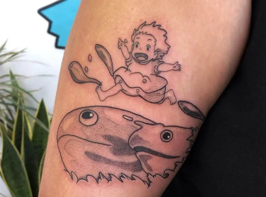 Ponyo running on the fish tattoo