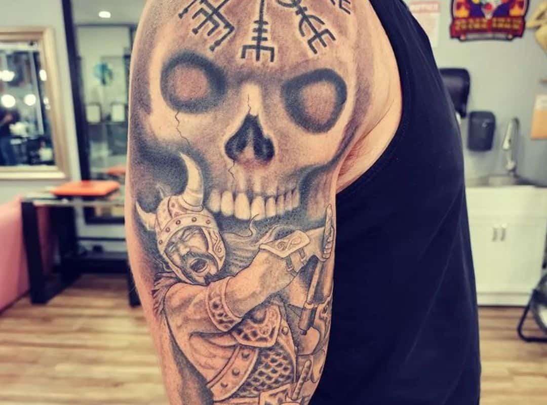 Skull and viking tattoo