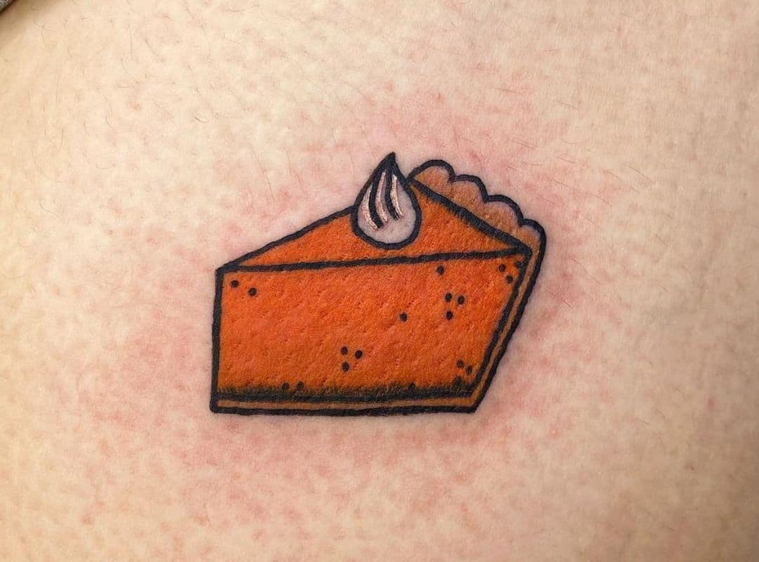 Small pumpkin pie with cream tattoo