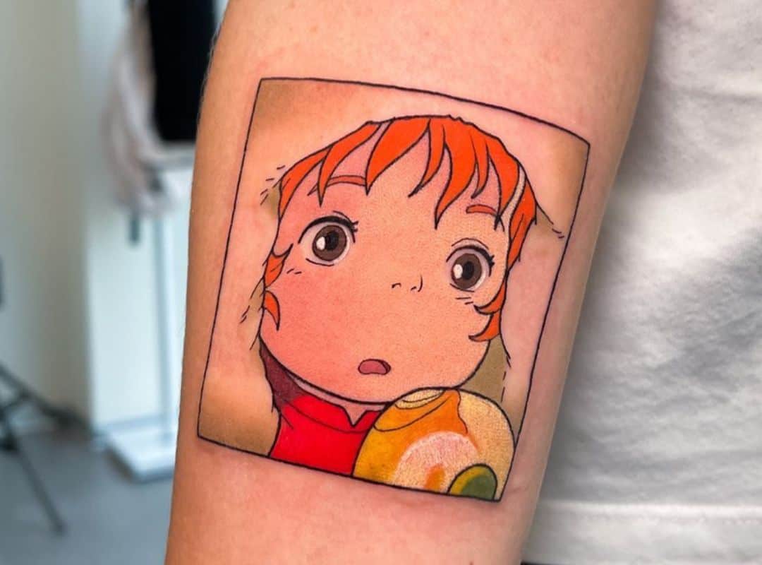Ponyo in a square tattoo