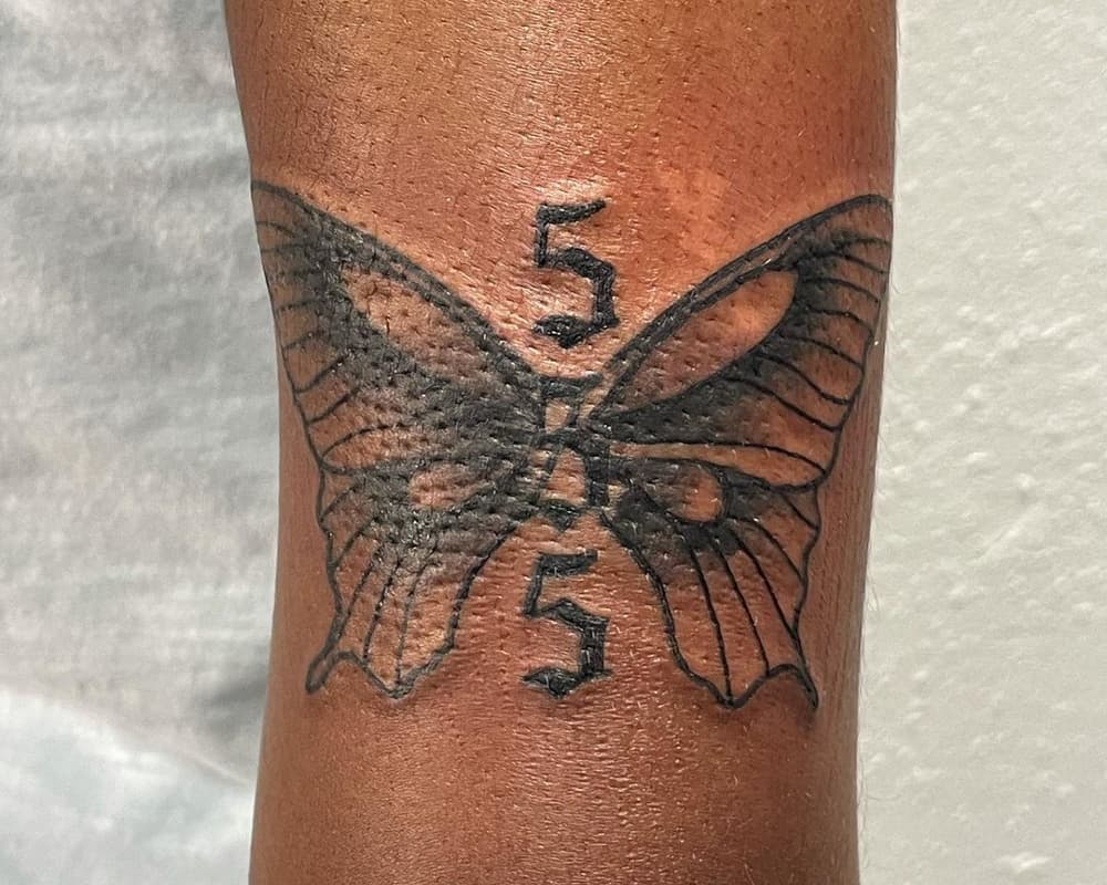 Tattoo 555 and a butterfly