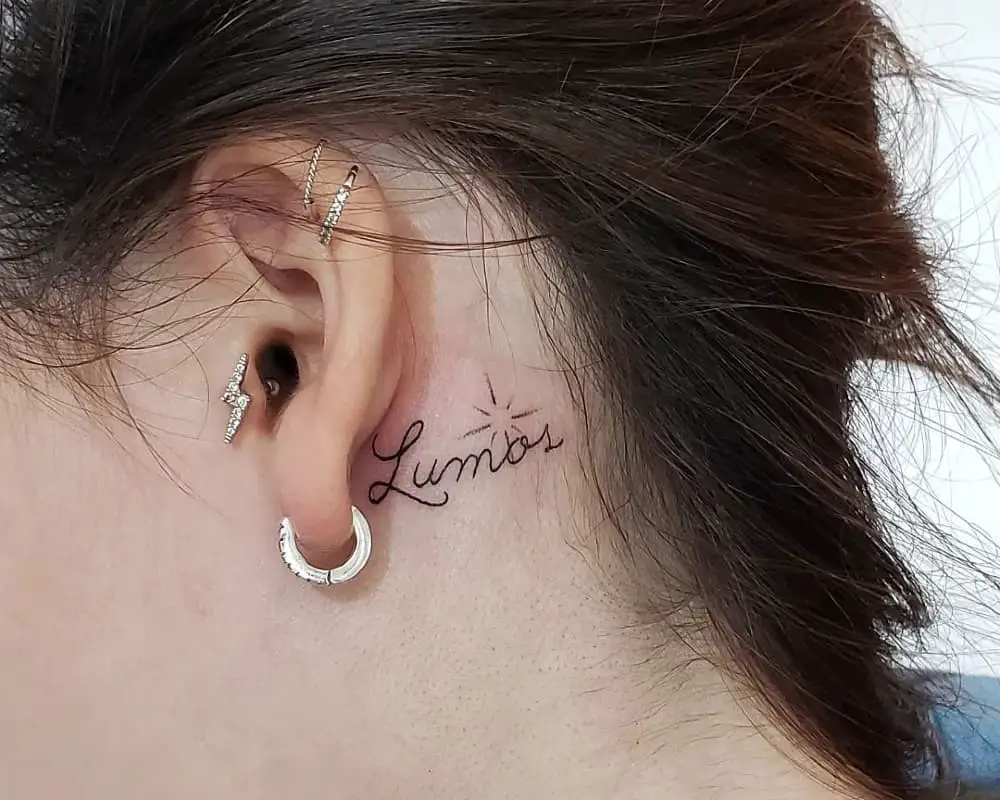 Tattoo behind the ear and inscribe Lumos