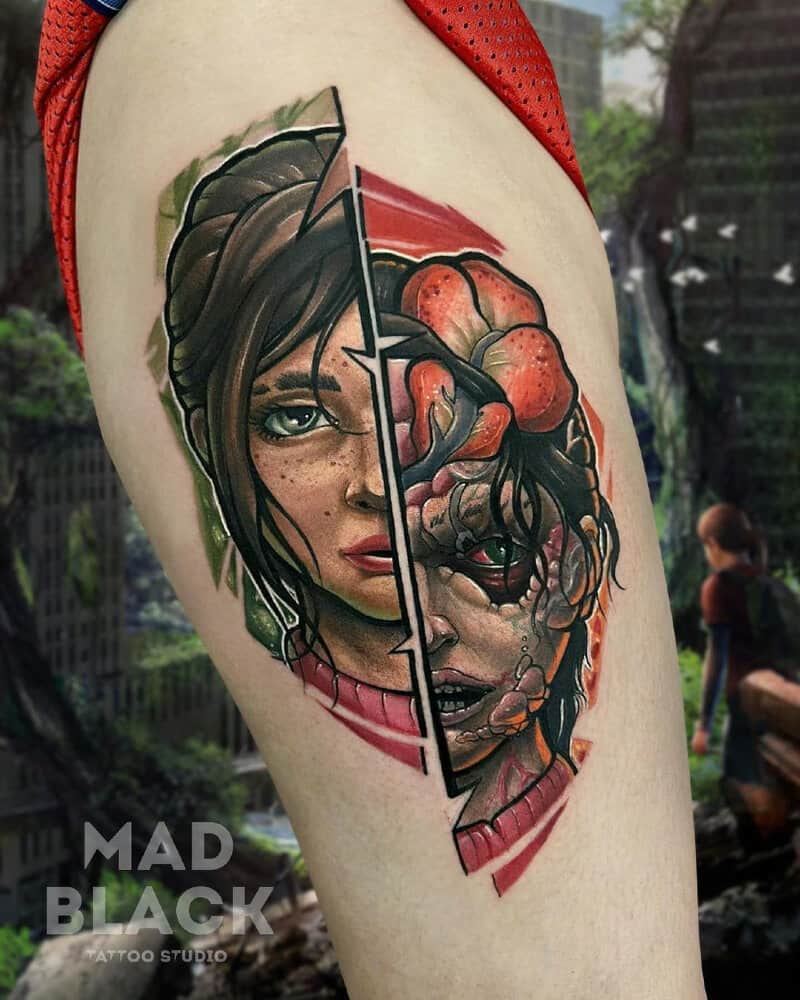 Tattoo of Ellie and Ellie in the form of an infected