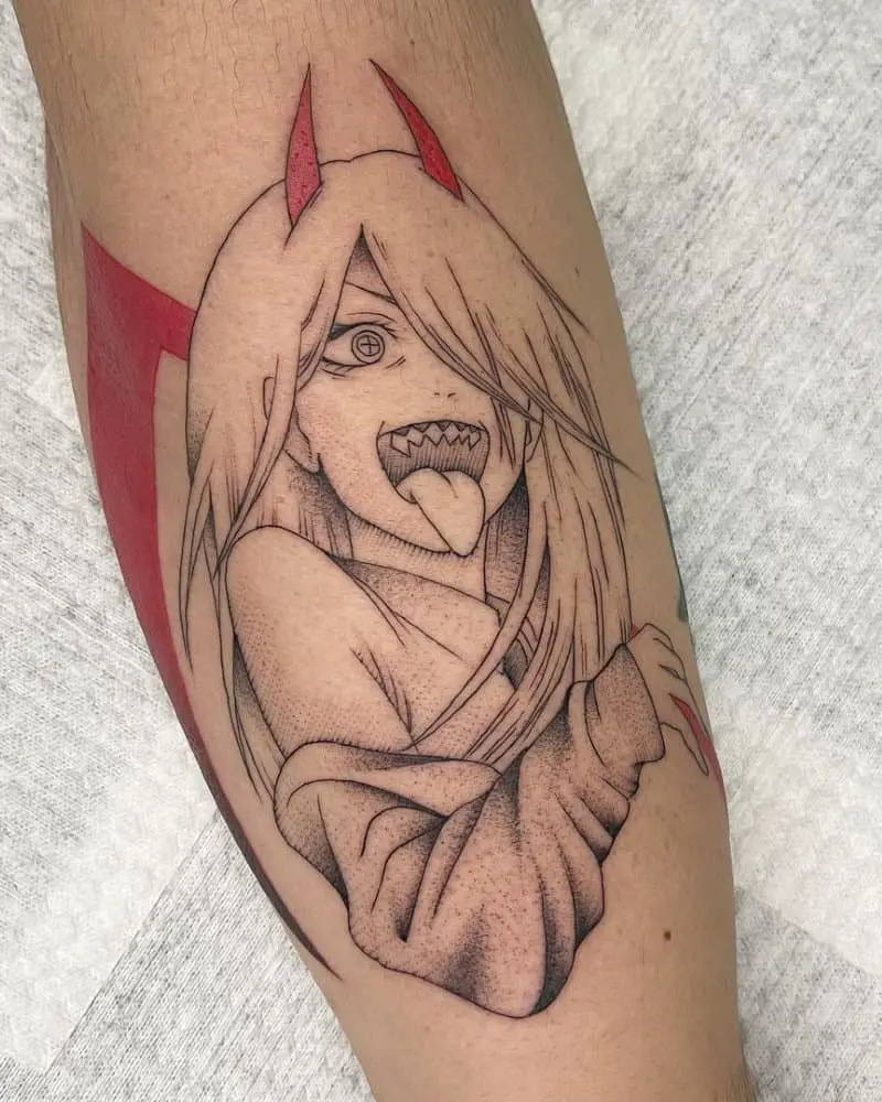 Tattoo of crazy Power with red horns