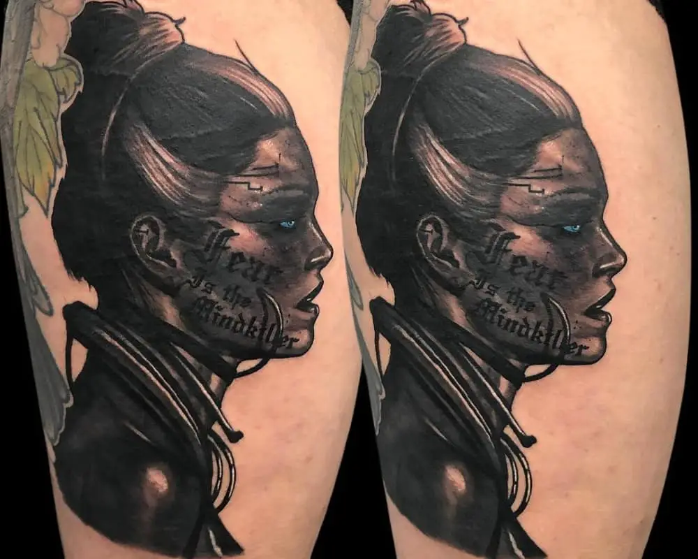 Tattoo profile of a girl from the Fremen tribe