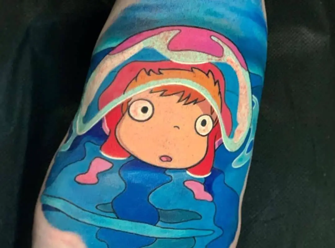 Ponyo and jellyfish under water tattoo