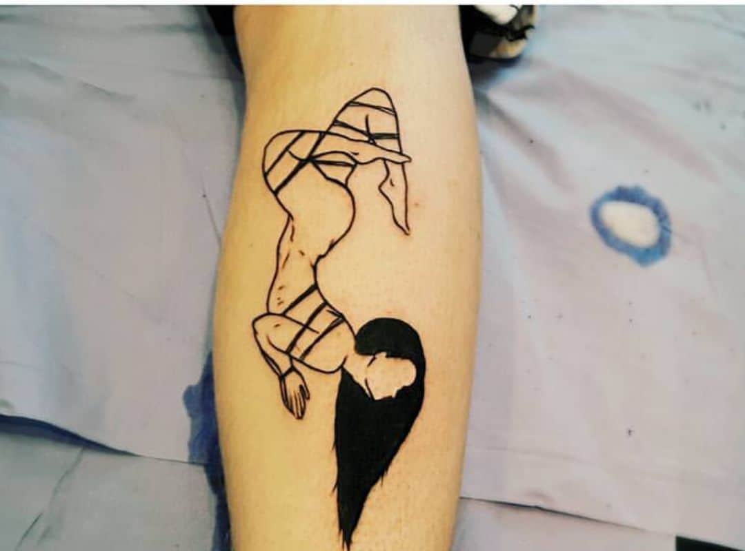 Silloutte of woman in the rope tattoo