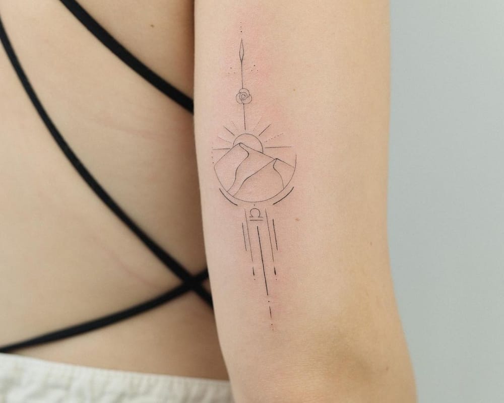 delicate tattoo with the landscape of Arrakis