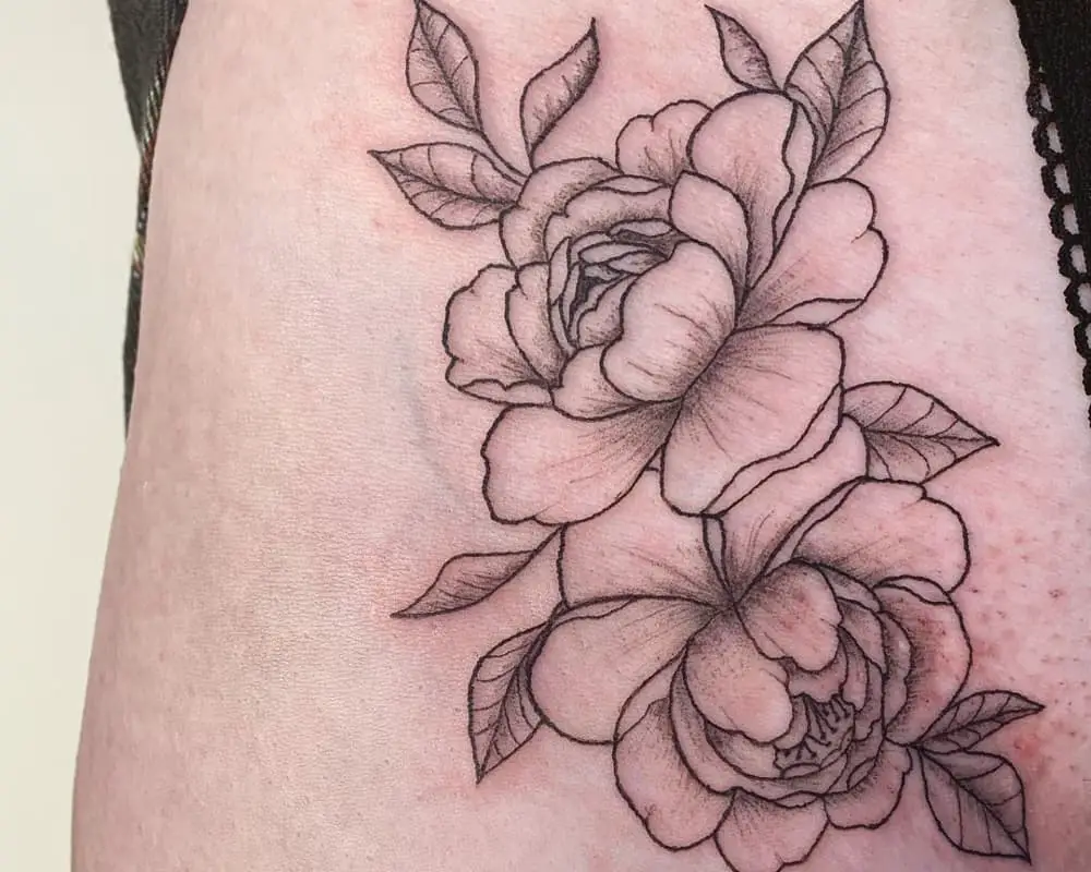tattoo in the form of two peonies