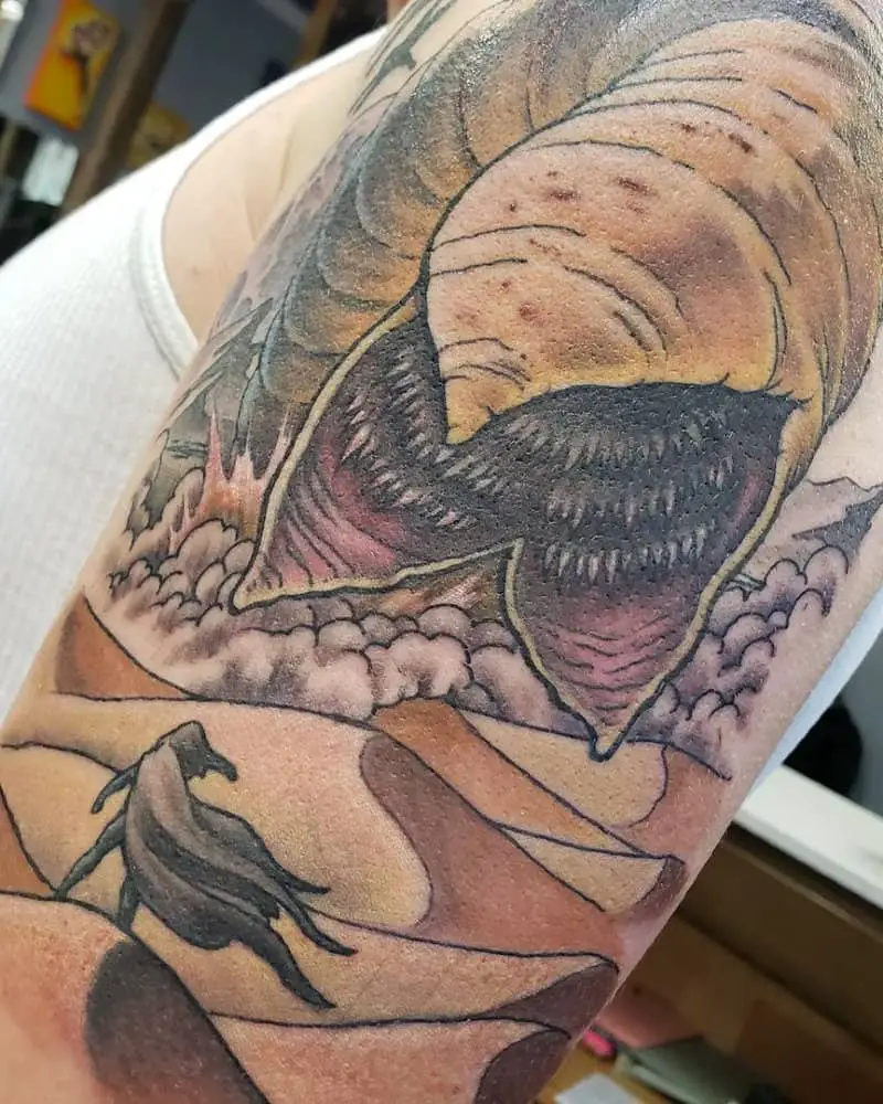 tattoo of a huge Sandworm