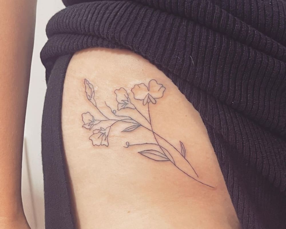 tattoo outline of a flower branch