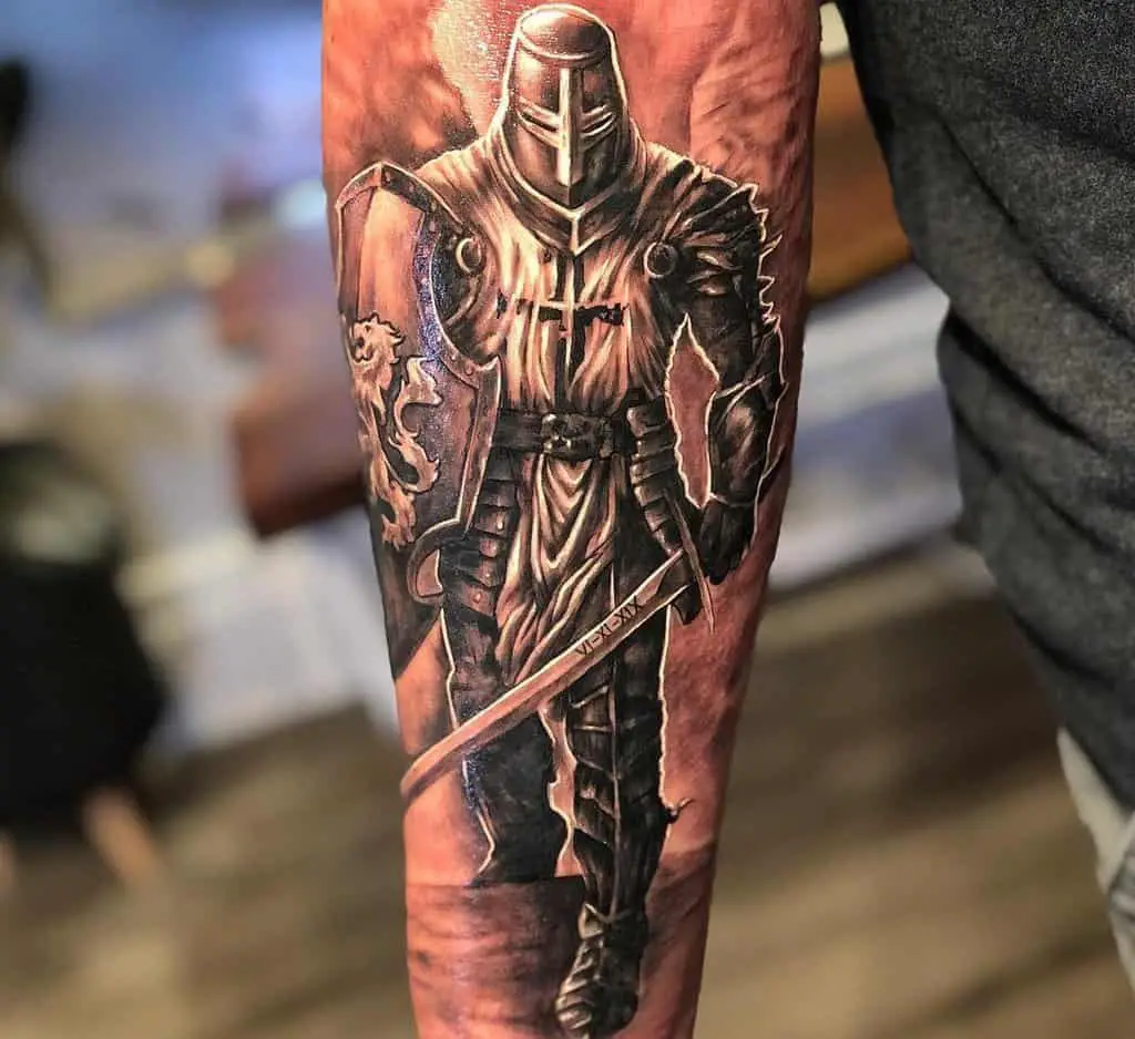 Tattoo of a knight in armor