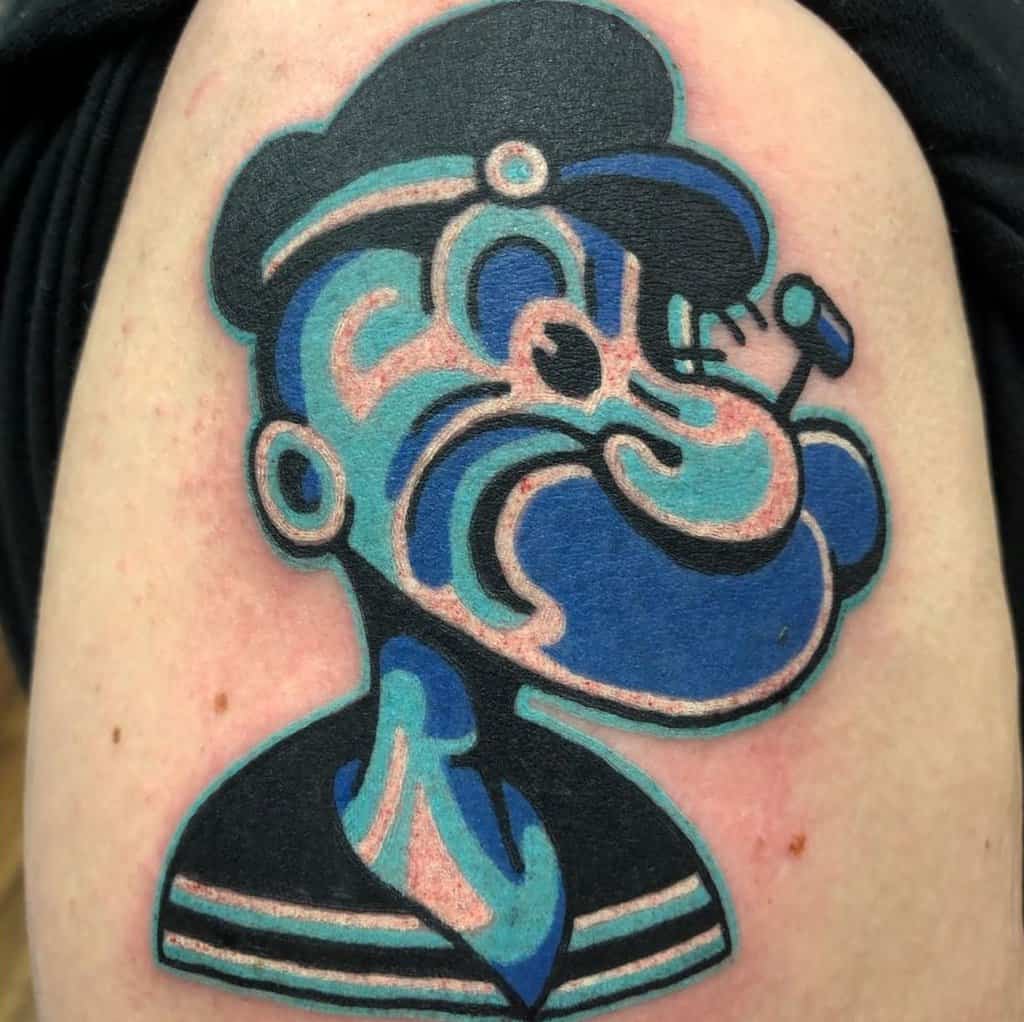Popeye sailor tattoo in blue