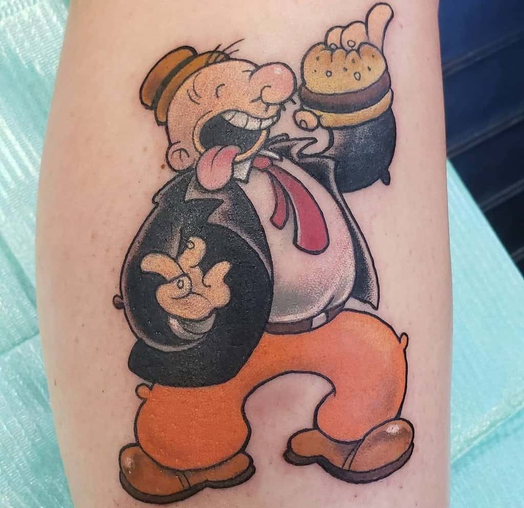 a tattoo of a cartoon character of the sailor Popeye